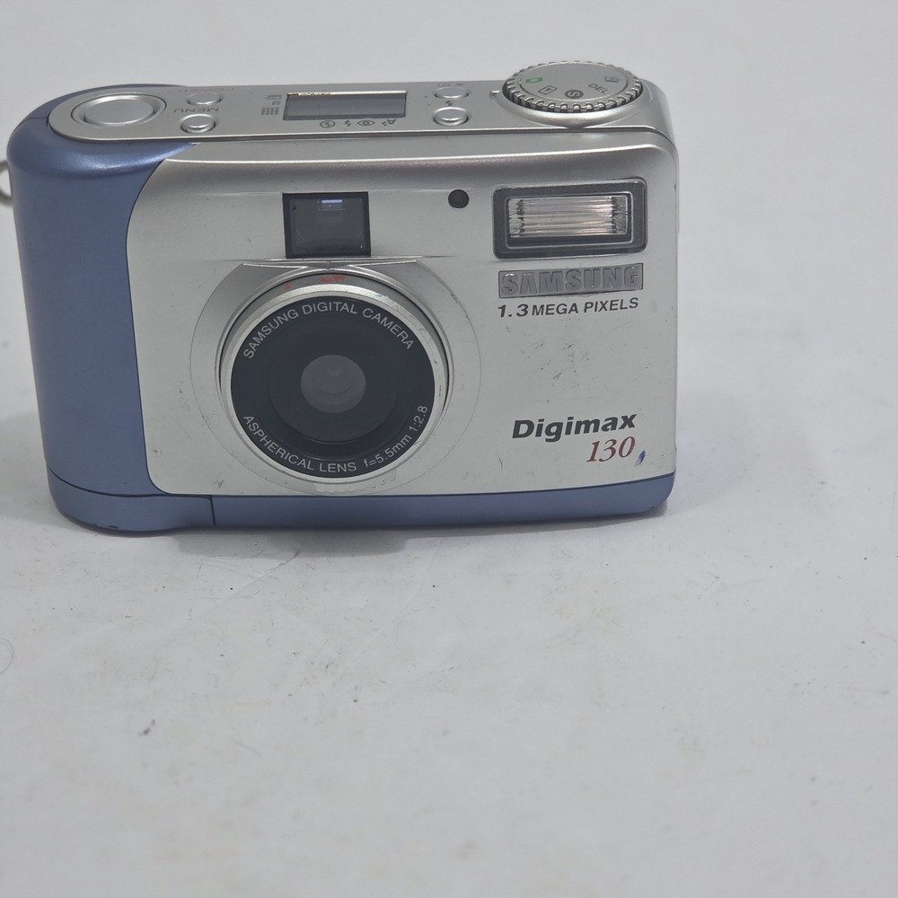 Samsung Digimax 130‎ 1.3MP Vintage Digital Camera Silver Blue Tested Works Y2K